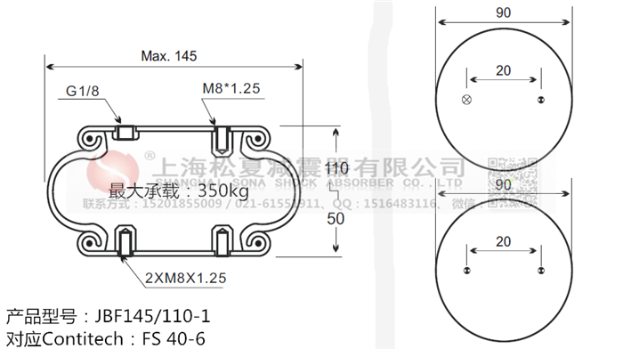 JBF145/110-1橡膠<a href='http://www.rnju.cn/' target='_blank'><u>空氣彈簧</u></a>