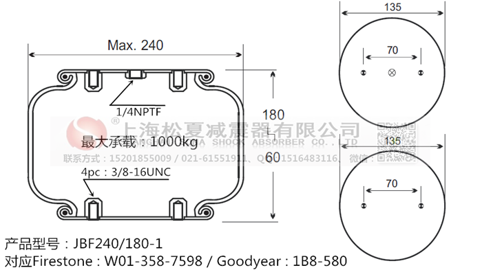 JBF240-180-1橡膠<a href='http://www.rnju.cn/' target='_blank'><u>空氣彈簧</u></a>