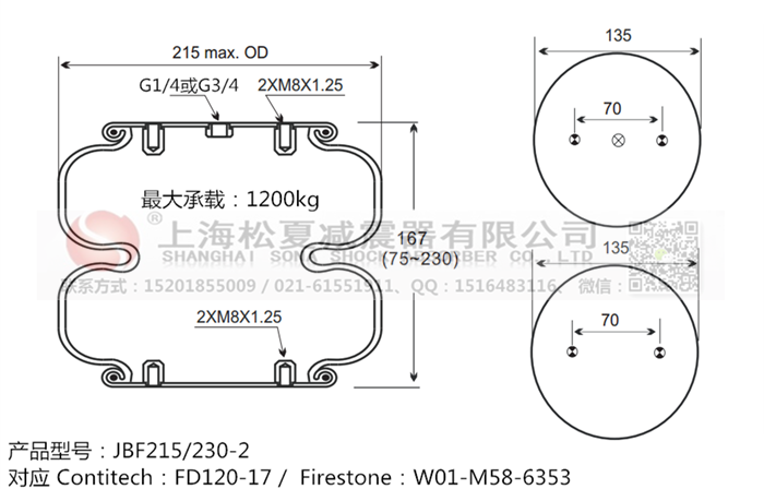 JBF215/230-2橡膠<a href='http://www.rnju.cn/' target='_blank'><u>空氣彈簧</u></a>