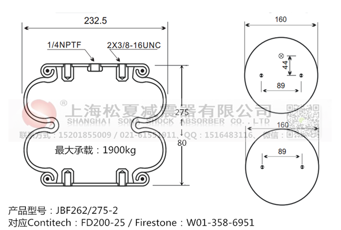 JBF262/275-2橡膠<a href='http://www.rnju.cn/' target='_blank'><u>空氣彈簧</u></a>