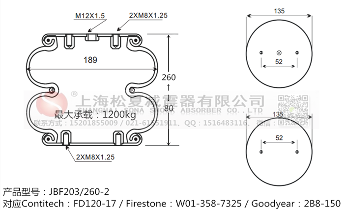JBF203/260-2橡膠<a href='http://www.rnju.cn/' target='_blank'><u>空氣彈簧</u></a>
