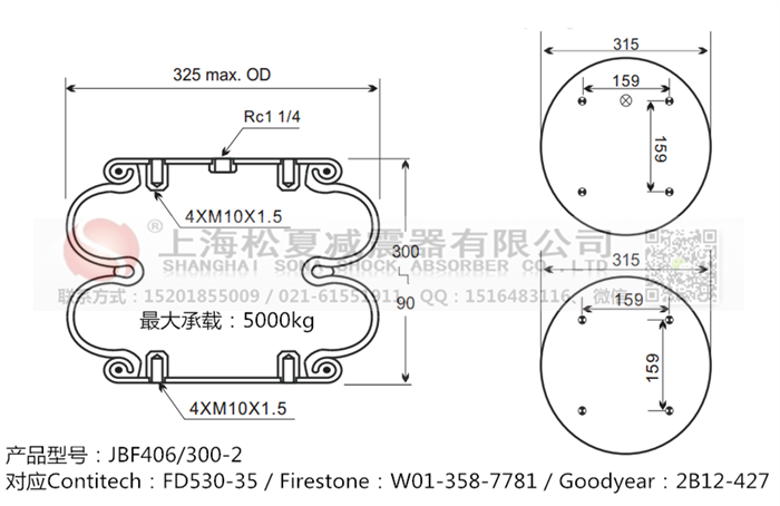 JBF406/300-2橡膠<a href='http://www.rnju.cn/' target='_blank'><u>空氣彈簧</u></a>